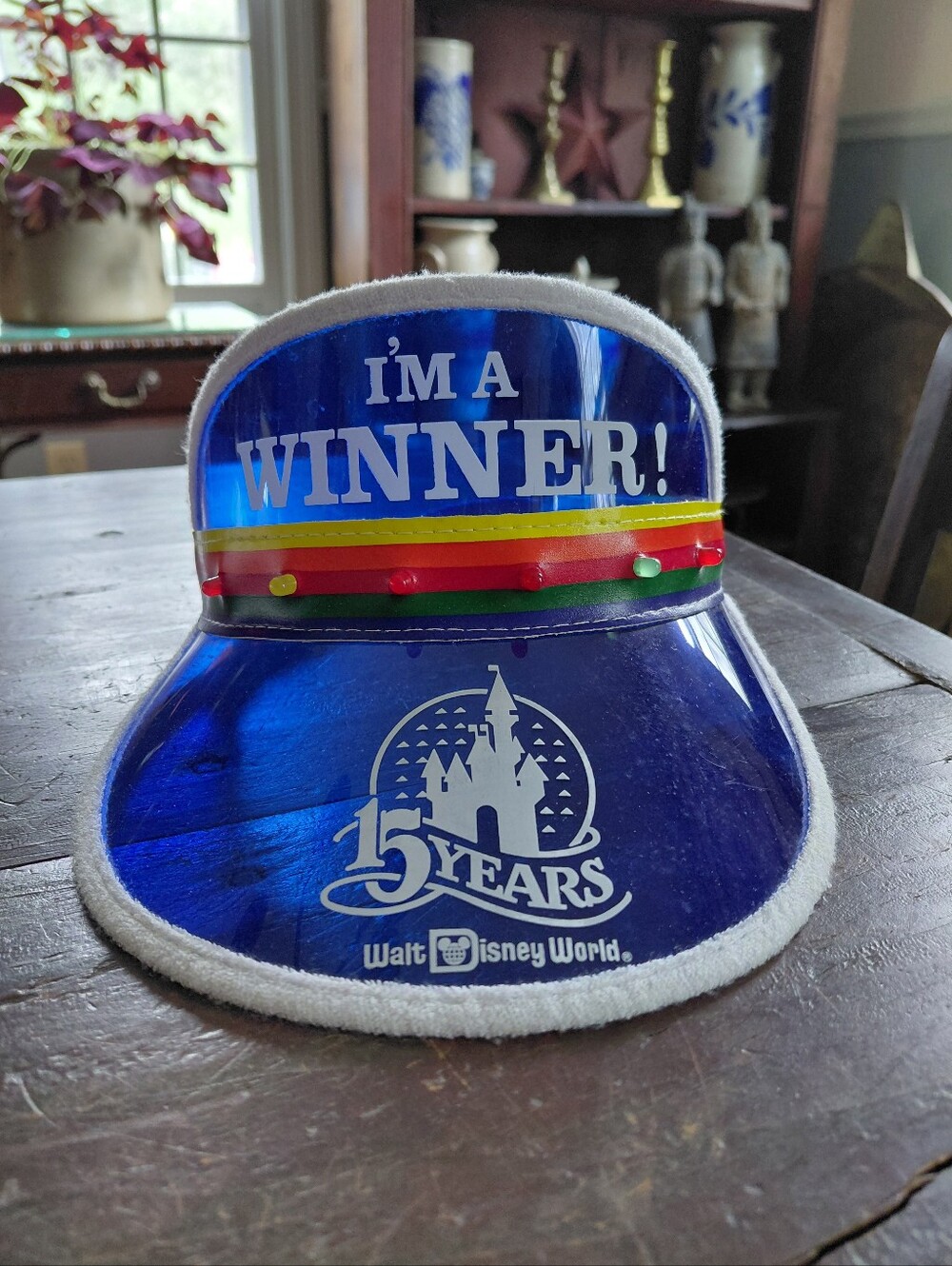 Vintage 80s Walt Disney World 15th Anniversay working translucent park visor